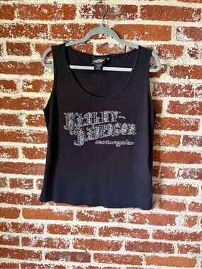 Y2K 2008 Harley Davidson Black Bedazzled Tank
